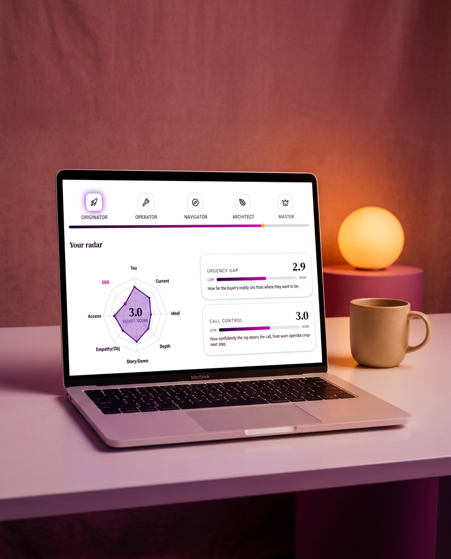 velvet.hub dashboard on a laptop screen